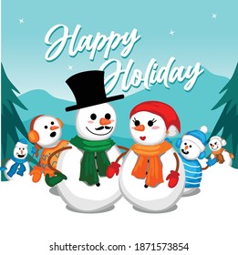 mr and mrs snowman using vector format