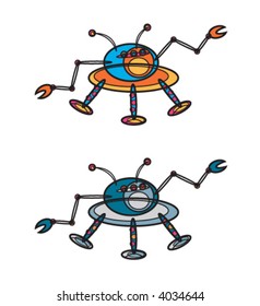 mr. and mrs. space (vector) - cartoon illustration