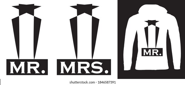 Mr. Mrs. stylish t-shirt and apparel trendy design, typography, print, vector illustration. Global swatches.