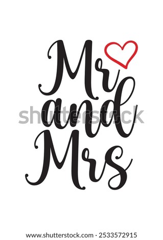 Mr and Mrs text icon design for Wedding, anniversary invitation conceptual template.