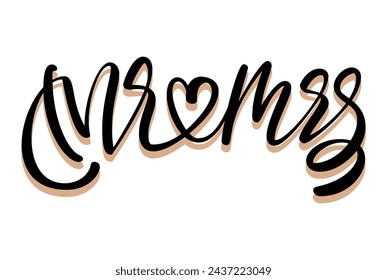 Mr and mrs typography vector illustration on white solid background