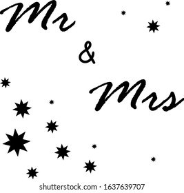 Mr and Mrs Vector Illustration, Ink calligraphy