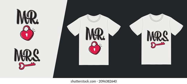 Mr and Mrs Vector Print Ready T-shirt Design 