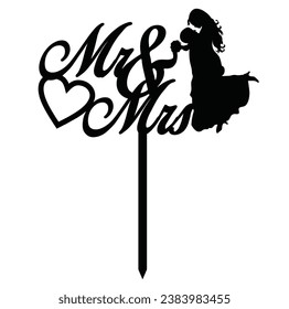 Mr and Mrs wedding cake topper printable cuttable