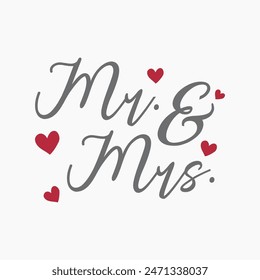 Mr and Mrs Wedding Cuttable Design Vector