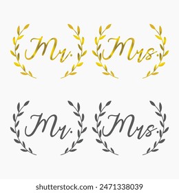 Mr and Mrs Wedding Cuttable Design Vector