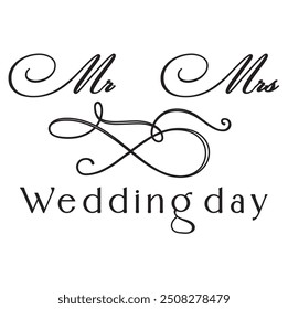 Mr and Mrs wedding day sign design text font decoration