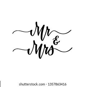 Mr and Mrs wedding engagement party sweet calligraphy design