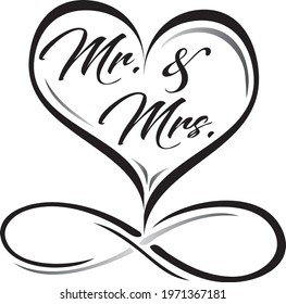 Mr. and Mrs. Wedding Logo with Infinity Symbol