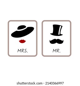 Mr and Mrs Wedding Sign Typographic Vector