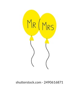 Mr And Mrs Yellow Balloons Illustration