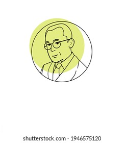 Mr. Muh Hatta first vice presiden of indonesian vector line art
