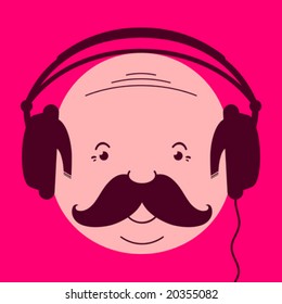 Mr. Music with headphones - vector