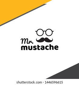 Mr Mustache Logo - good for barber shop - glasses with mustache - Vector