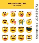 Mr Mustache Yellow Emoji Character Pack 16 Emojis