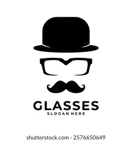 Mr Optic glasses logo design vector. Mr Glasses with hat logo design