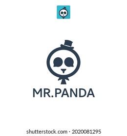 Mr Panda logo design. cute, unique and playful vector icon illustration inspiration