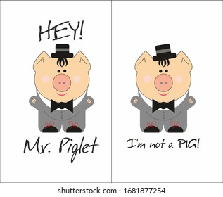 Mr. Piglet- funny cuite pig gentlman