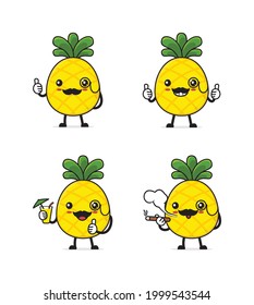 Mr. pineapple. fruit cartoon illustration isolated on a white background