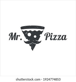 Mr pizza logo design template, vector illustration.