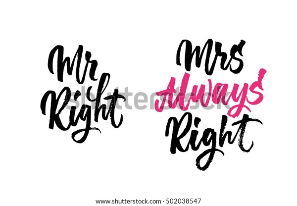 Mr Right Mrs Always Right Hand 库存矢量图 免版税