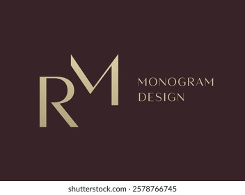 MR or RM letter logo icon design. Classic style luxury initials monogram.