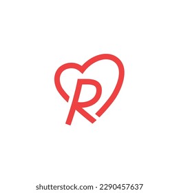 MR or RM letter love heart shape simple logo design concept