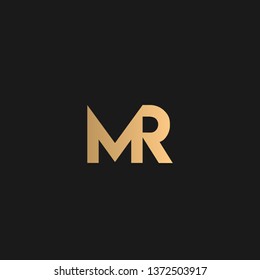 MR or RM logo vector. Initial logo vector golden letters on black background