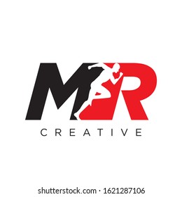 MR RUN logo design vector icon modern sport