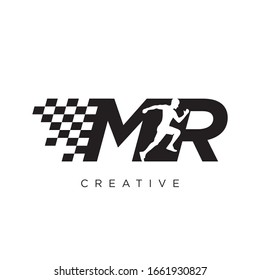 mr run logo design vector icon