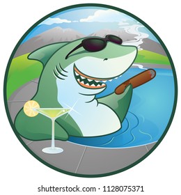 Mr. Shark enjoy the day in a pool.