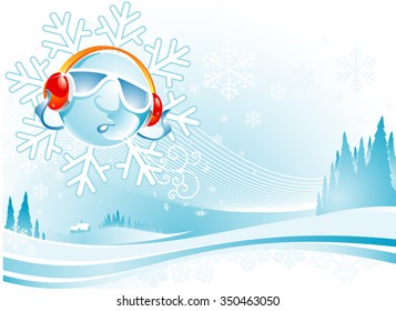 Mr. Snowflake-Winter scene background useful for Christmas Greetings