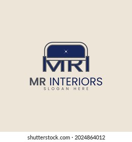 MR sofa letter logo, simple and modern. Suitable for interior industry.