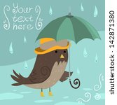 Mr Sparrow with Umbrella. The vector illustration of funny cute mr. Sparrow with Umbrella.