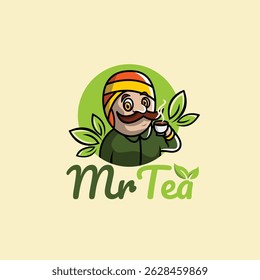 Ilustração do logotipo do vetor de chá Mr