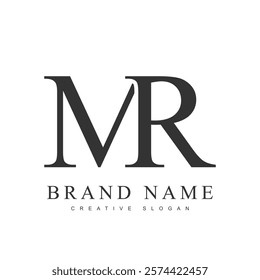 MR trendy logotype template. Initial letter m and r classic font style. Creative logo for company name or identity. Vector illustration.