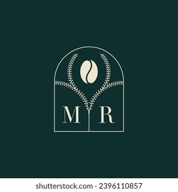 MR Unique and simple logo design combination of letters and coffee bean