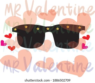MR VALENTINES DAY HEART ISOLATED,T SHIRT VECTOR,KIDS VECTOR,VECTOR ILLUSTRATION