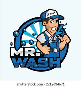 Mr wash logo design vector