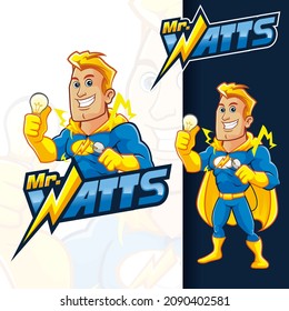 Mr Watt Mascot Electryc Flash Logo