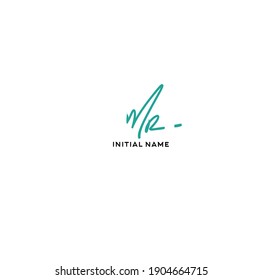 MR white background handwritten logo