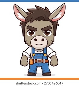 Mr Worker Donkey Character Mascot , Angry Donkey Man Vector Illustration