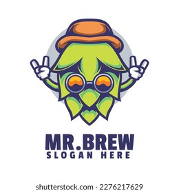 Mr.Brew Mascot Logo Design Vector