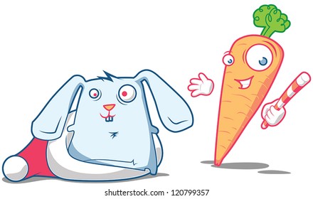 Mr.Carrot showing Christmas magic tricks with his assistant silly Rabbit