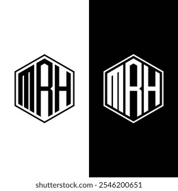 MRH letter logo design with polygon shape. MRH polygon and cube shape logo design.