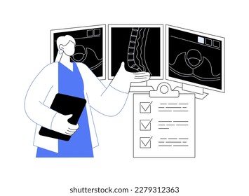 MRI of the bones and joints abstract concept vector illustration. Doctor analyzing bones and joints MRI patients results, magnetic resonance imaging diagnostic procedures abstract metaphor.