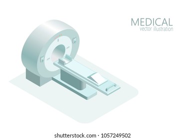 MRI computed tomography concept magnetic resonance imaging scanner vector illustration isometric flat 3d gray monochrome color