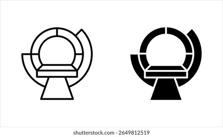 Ícone do scanner MRI e CT definido. Imagens médicas. Médico de radiologia. Serviço de saúde. ilustração vetorial no fundo branco
