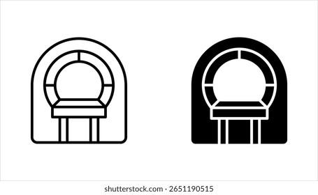 MRI- und CT-Scanner-Symbolsatz Medizinische Bildgebung Radiologie-Arzt. Gesundheitswesen. Vektorgrafik auf weißem Hintergrund
