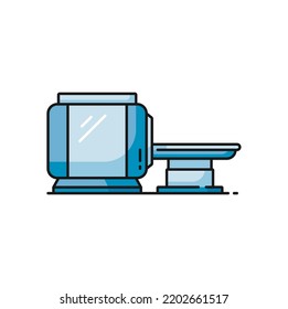 MRI Diagnostic Scan, Radiology And Tomography CT Scanner, Vector Color Icon. MRT Or MRI Magnetic Resonance Imaging Machine For Body Health Diagnostics And Medical Examination